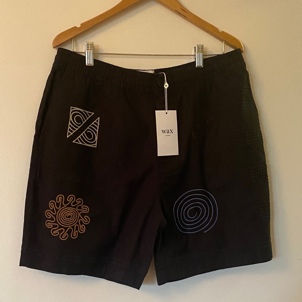 Wax London - Navy Doodle Embroidered Shorts - BRAND NEW WITH TAG
